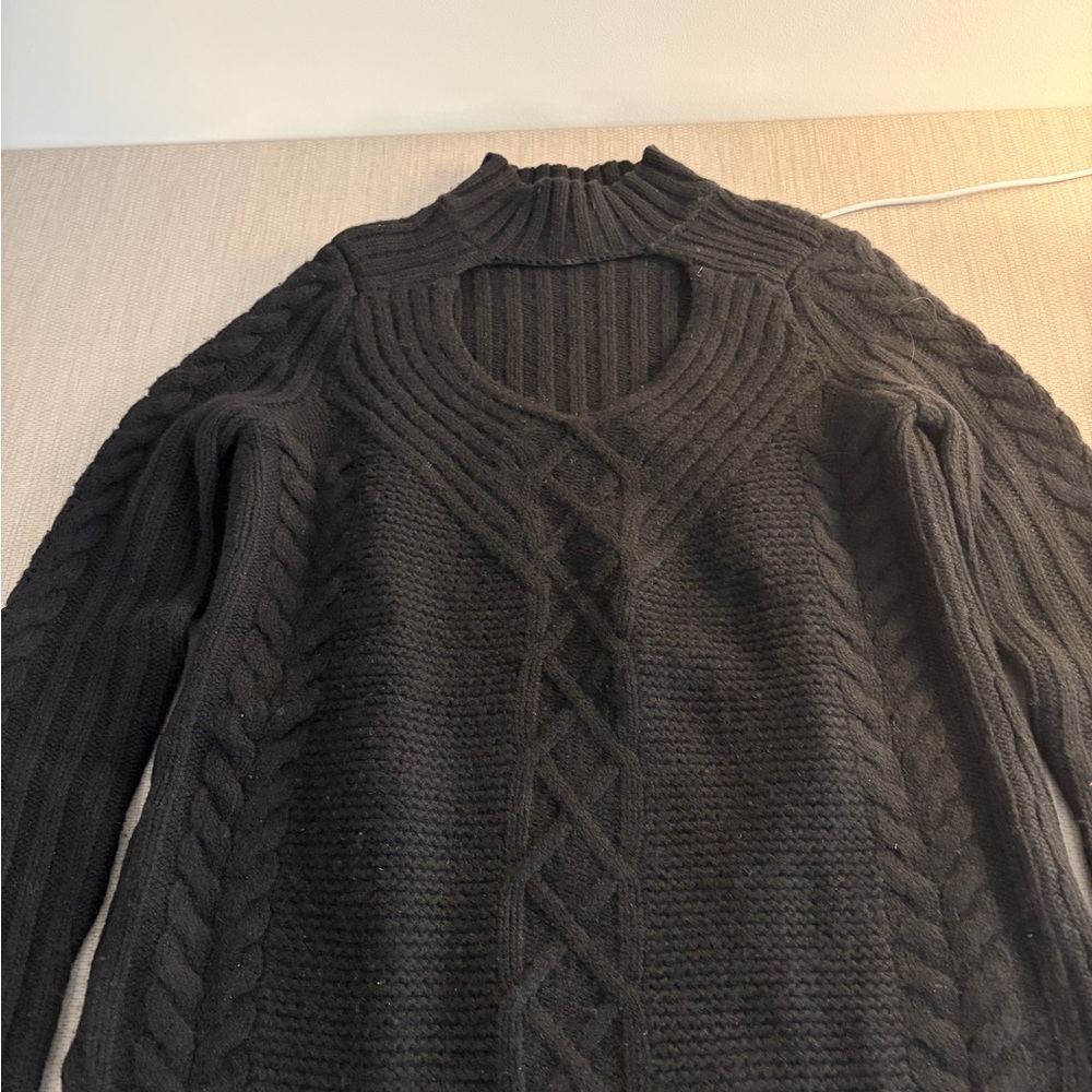 Elegant Black Cable Knit Sweater